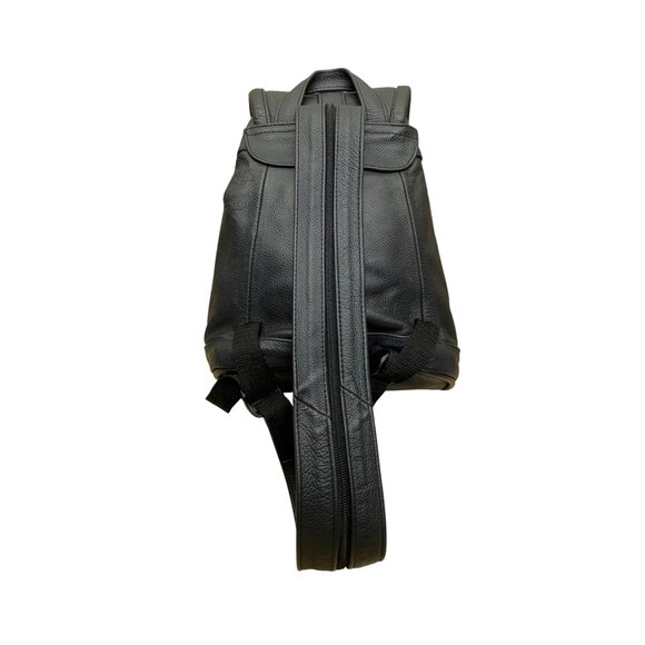 Women’s Dark Blue Genuine Leather Adjustable Straps With Zipper Backpack Size S main image 4